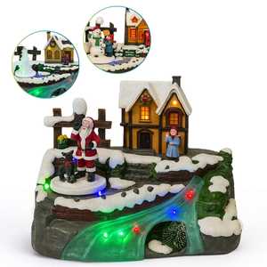 Aldea Navideña con Casas Cubiertas de Nieve y Arroyo Iluminado, 21x15x15 cm, Luces, Música, Carrusel - Product Image 1