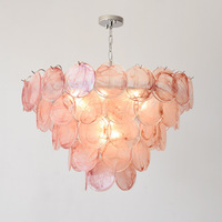 Coloré Murano Art Français À La Main Lustre En Verre Coloré Accessible De Luxe Vintage Style Médiéval pour Salon Plafond