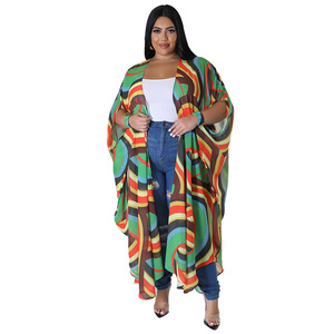Nuevo Modelo BDBH Europea y Americana, Abrigo <span class=keywords><strong>de</strong></span> Gran Tamaño para Mujer, Suministro Transfronterizo, Chaqueta <span class=keywords><strong>de</strong></span> Gasa Estampada, Chal Casual <span class=keywords><strong>de</strong></span> Moda - Product Image 5