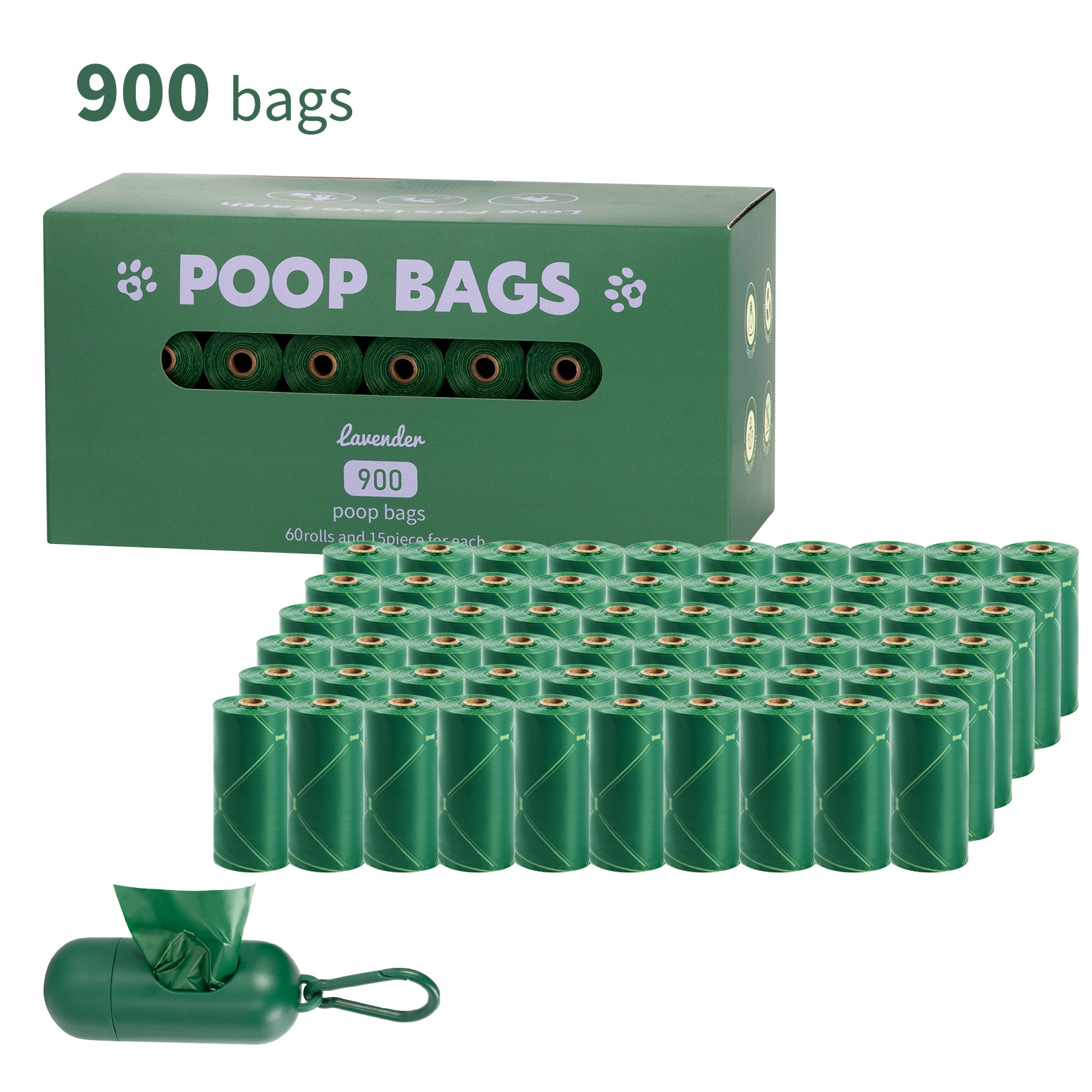 Green four-pointed star  60 rolls + dispenser box