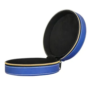 Organizador de armazenamento de forma circular, organizador azul personalizado, armazenamento elegante, caixa de couro pu