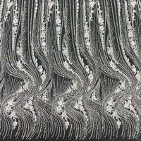 Tissu en dentelle blanc 100 % polyester, écologique, respirant, à motif floral, brodé de perles, pour robe de mariée, de soirée ou pour la confection de sacs