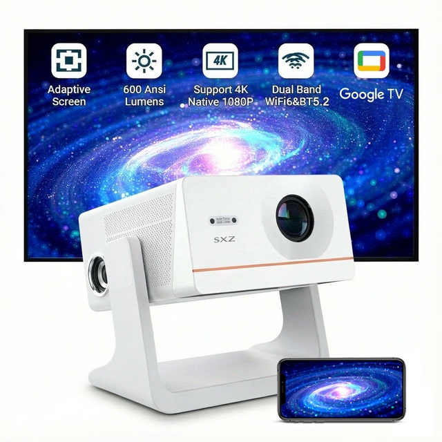 Official Google-TV 4K Smart Video Game Projector 600ANSI High Lumens Home Theater Cinema Movie Portable Outdoor Mini Projector