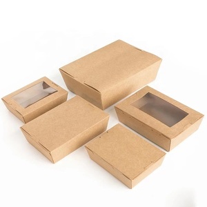 Brown kraft lunch box disposable lunch box Biodegradable Disposable Lunch Box with Window and Without Window