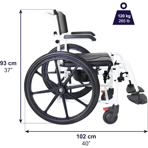 Silla de Ducha Autopropulsada, Silla de Ruedas Autopropulsada para Ducha con Inodoro, Negra KMINA K30031 - Product Image 6