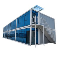 Maisons conteneurs modulaires préfabriquées à deux étages, prêtes à l'exportation, avec salon, bureaux sur site personnalisables et dortoirs, garantie 1 an