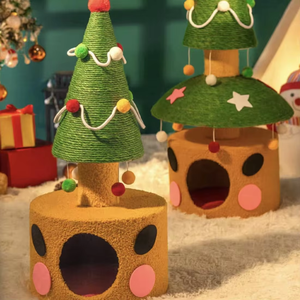 Arbre à chat de Noël avec griffoir intégré pour petits et moyens animaux domestiques, avec plateau en sisal - Product Image 3