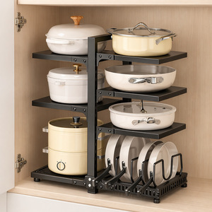 Étagère à casseroles multicouche Sea Shark en acier au carbone, organisateur de cuisine pour ustensiles de cuisson, pour comptoir et meuble sous évier - Product Image 1