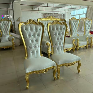 Canapés royaux de luxe LEDA à dossier haut pour la mariée et le marié, trône doré pour mariage - Product Image 6