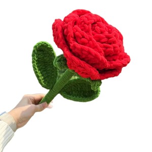 Handmade Crocheted Rose Giant Flower <b>Red</b> <b>Silk</b> Outdoor Props Home Decor Valentine's Day Gift - Product Image 5