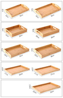 Juego de bandejas rectangulares de madera para servir de bambú, bandejas de servicio con mango, venta al por mayor