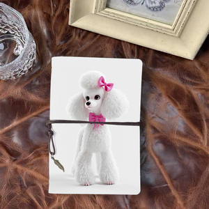 A6 Notebook con cravatta Vintage ciondolo 160 pagine rimovibili regalo ideale per i professionisti legali con <span class=keywords><strong>barboncino</strong></span> bianco con rosa - Product Image 1