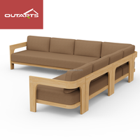 Mobilier d'extérieur scandinave Patio canapés imperméables en teck patiné Villa mobilier d'extérieur jardin ensemble de canapés en bois massif