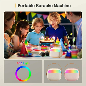 Máquina de Karaoke RGB Light 5,3 System 2 Micrófono inalámbrico Audio de tres vías Micrófono Altavoz Hogar Familia Cantando Regalo para niños - Product Image 6