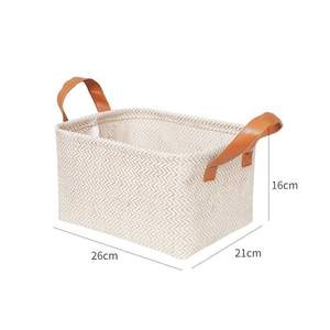 Panier de rangement en coton tissé, rectangulaire, grande capacité, organisateur domestique pour vêtements et articles divers, petites, moyennes et grandes tailles - Product Image 3