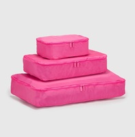 3 Cubes d'emballage de compression légers en polyester Sacs de voyage à la mode avec fermeture à glissière avec logo personnalisé et caractéristique pliable