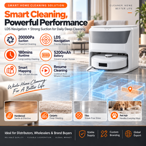 Robot aspirateur 20000Pa avec cartographie LDS, collecte automatique des poussières, lavage et séchage des serpillères, réservoir d'eau propre 4L, fournisseur d'usine OEM ODM - Product Image 4