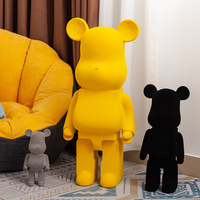 Grande Statue d'Ours en Résine Floquée 80cm Faite à la Main Peinte à la Main Texture Velours de Luxe Style Bearbrick Décoration Moderne Maison Art Jouet