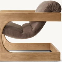 Fauteuils en bois massif brun, élégants, simples et haut de gamme pour le salon