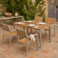 Ensemble de salle à manger en acier au carbone pour jardin familial, déjeuner en plein air et rassemblements sur la terrasse