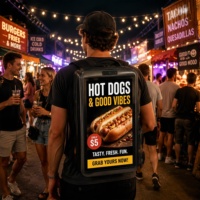 Écran publicitaire pour sac à dos 21,5 pouces, panneau lumineux haute intensité, pour marché nocturne, centre commercial, animation, stand alimentaire, attraction de rue