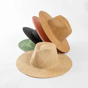 عرض ساخن لصيف 2024 قبعة قش طبيعية فاخرة قبعة بحواف واسعة قبعة بنما بحواف كبيرة قبعة شمسية للشاطئ للرجال والنساء