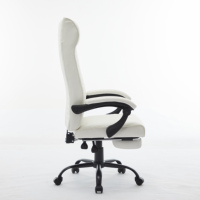 Chaise de bureau de direction ergonomique pivotante réglable grande taille et haute, chaise de bureau de luxe blanche avec repose-pieds