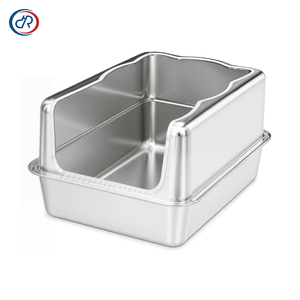 Venta al por mayor de fábrica: Gran caja de arena <span class=keywords><strong>para</strong></span> gatos de acero inoxidable con bandeja de cribado y rejillas de acero, fácil de limpiar, inodoro <span class=keywords><strong>para</strong></span> mascotas, arenero <span class=keywords><strong>para</strong></span> gatos - Product Image 1