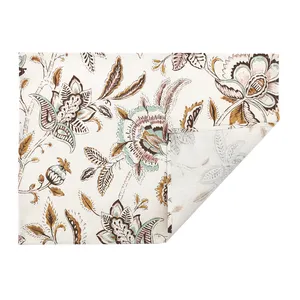 Heat Resistant Nordic 33x46cm Polyester Cotton Rectangular Place Mats Printed Flower Placemats For Wedding Dining Table