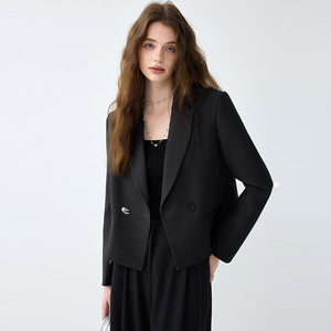 Off White Blazer For Women Solid Color Polyester Anti Wrinkle Korean Style Suit Jacket - Product Image 3