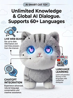 Peluche interactive chat tabby argenté, jouet parlant intelligent alimenté par ChatGPT, animal en peluche multilingue pour l'apprentissage précoce, poupée mignonne