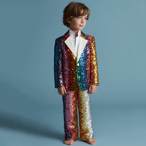 ชุดจั๊มสูทคาราเต้เด็กผู้ชายแบบสองสีประดับเลื่อมสีดำโรสโกลด์ ชุดนินจาสำหรับเด็ก ชุดแสดงสำหรับงานปาร์ตี้ - Product Image 5