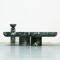 Élégant sculptural Verde Alpi base en marbre café de luxe conception de table à thé bureau personnalisé poste vert Table basse en marbre