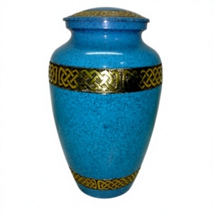Urnas de cremación azules para cenizas humanas: urnas decorativas hechas a mano, urnas funerarias grandes para adultos para cenizas masculinas y femeninas - Product Image 1