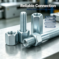 Zinc Plated Carbon Steel DIN6334 M6 Hex Long Coupling Nut for Stud Rod Threaded Rod Connections in Mining Applications