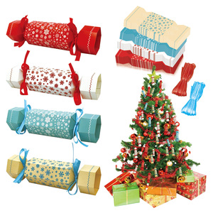 Garis-garis desain kepingan salju permen natal merah pita suguhan permen coklat pesta kebaikan kue kotak kue kering - Product Image 2