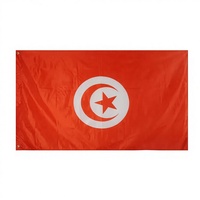 Drapeau de la Tunisie en polyester à impression numérique, écologique, style fanion, 90x150cm, avec deux œillets, pour clubs sportifs - Vente en gros, promotion exceptionnelle