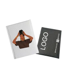 LOGOTIPO personalizado cor cheia impresso Matt Black Poly Bubble Mailer Eco-friendly envio Envelope acolchoado Envelope