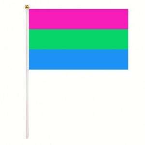 14x21cm Event or Festival High Quality Custom Polyester Polysexuality Pride <b>Flag</b> Hand Waving <b>Flag</b> - Product Image 1