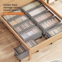 Caixa de Armazenamento Grande para Abaixo da Cama com Rodas, Dobrável, Transparente, à Prova de Poeira, Organizador de Roupas para Casa