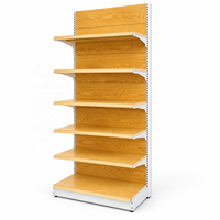 Étagère murale métallique réglable à grain de bois pour supermarché, gondole de magasin d'alimentation, présentoir de vente au détail