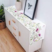 Chemin de table rectangulaire en lin imprimé numériquement par sublimation, motif personnalisé, taille sur mesure, avec dentelle, pour la décoration de la maison, tendance 2023