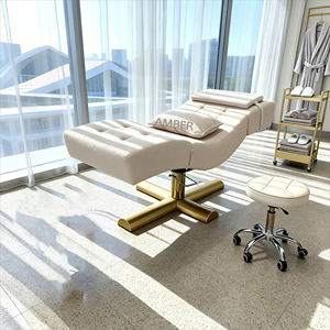 Cama Facial Hidráulica Ajustable, Cama para Pestañas con Forro de Lana de Cordero, Silla para Pestañas, Mesa de Masaje, Cama Facial para Spa y Belleza, Mobiliario de Salón - Product Image 1