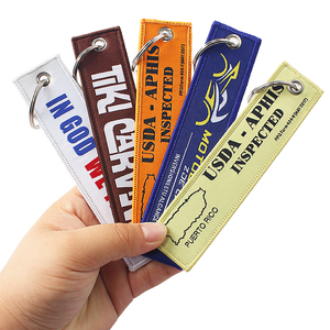 Customized Double Sided Woven Fabric Flight <strong>Key</strong> <strong>Chain</strong> <strong>Key</strong> Ring <strong>Key</strong> <strong>Tag</strong> for Custom Keychain - Product Image 1