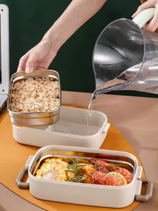 <b>Microwavable</b> Leak Proof Stainless Steel Bento <b>Box</b> Eco-Friendly Portable <b>Lunch</b> <b>Box</b> with Triple Tier for Kids Adults - Product Image 5