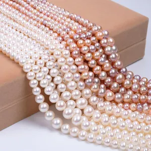 Wholesale Real Strand Pearl Strand Jewish Pearl Beads With Holes Hot Selling Freshwater Pearl Strand Loose Beads Round Natural