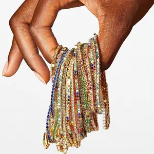 Ladies Transparent Shiny Crystal Bracelet 27 Colors Full Rhinestone Elastic Bracelet Women Wristband Bracelet Wedding Gift