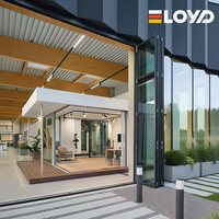 Porte pliante moderne en alliage d'aluminium à verre Low-E – Insonorisée, étanche, revêtement poudré, pour extérieur, villa, école, cuisine personnalisable