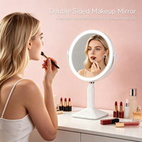 Miroir de maquillage à LED avec 3 couleurs de lumière, luminosité réglable, hauteur réglable, extensible, miroir de table