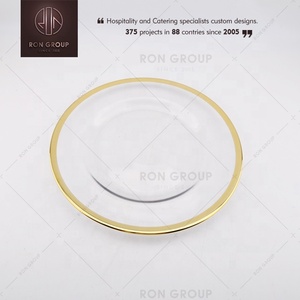 Assiettes de présentation en verre doré Plats de mariage élégants rectangulaires et ronds pour fêtes et événements pour hôtels - Product Image 4